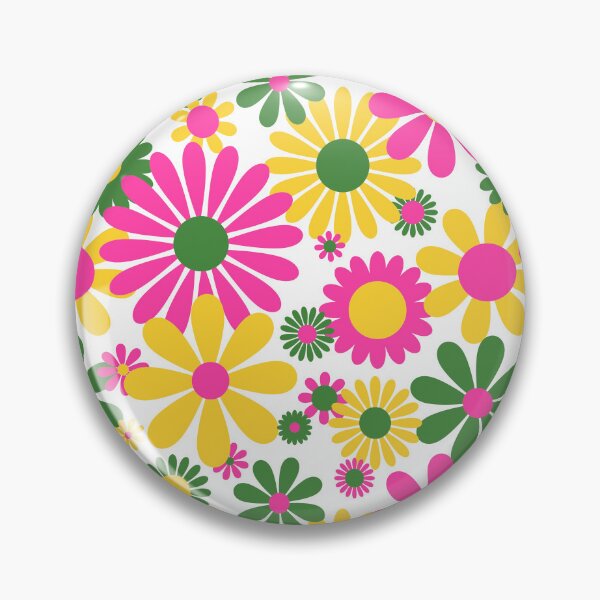 Item preview, Sunshine Day Daisies in Pink Green + Yellow designed and sold by YesterdayColl.
