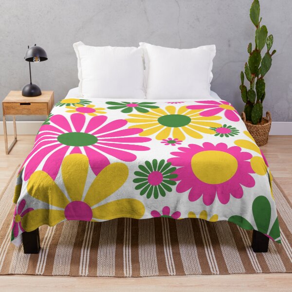 Item preview, Sunshine Day Daisies in Pink Green + Yellow designed and sold by YesterdayColl.