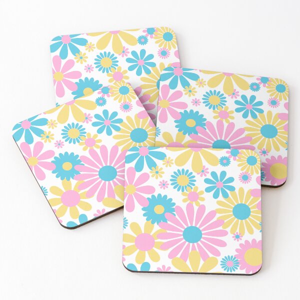 Item preview, Sunshine Day Daisies in Pastel Pink Blue + Yellow designed and sold by YesterdayColl.