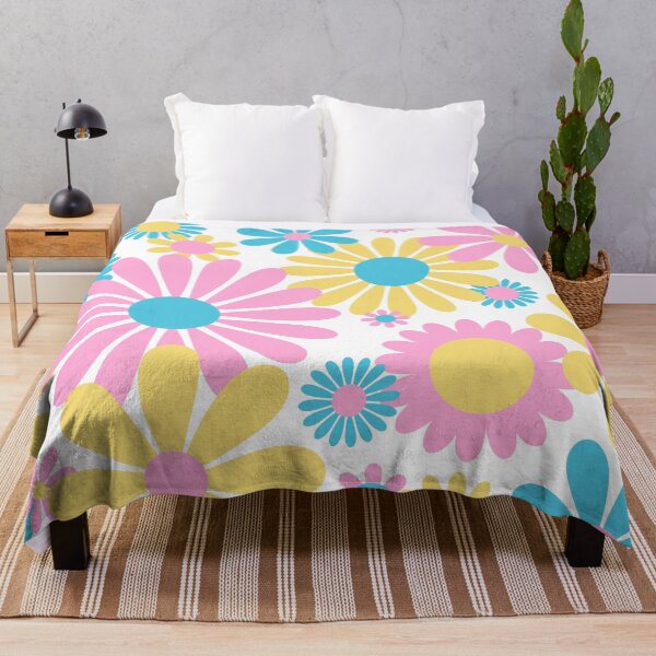 Item preview, Sunshine Day Daisies in Pastel Pink Blue + Yellow designed and sold by YesterdayColl.