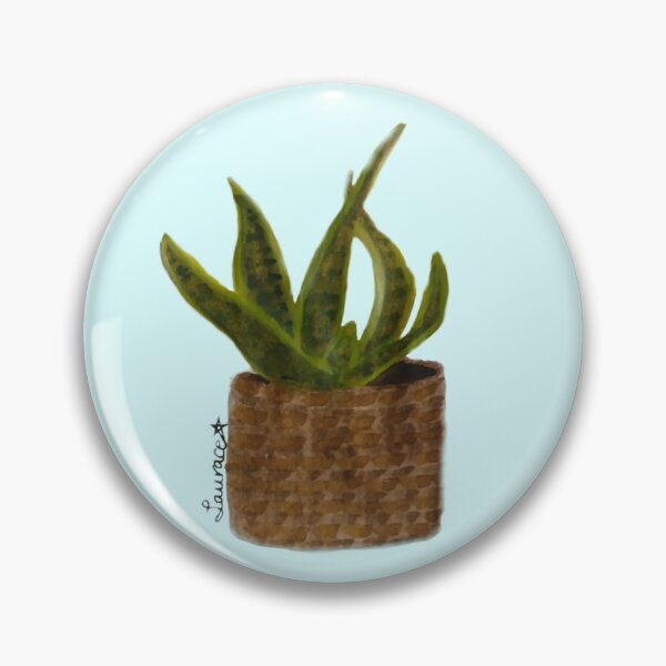 Item preview, Watercolor Snake Plant in Woven Basket designed and sold by lauracedrawings.