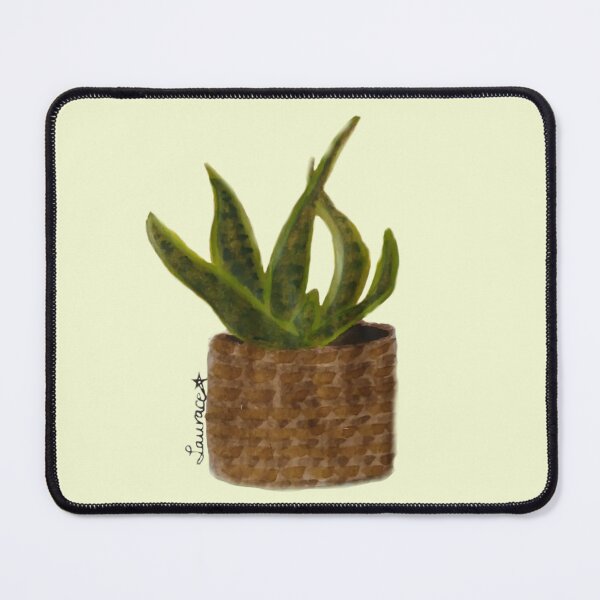 Item preview, Watercolor Snake Plant in Woven Basket designed and sold by lauracedrawings.