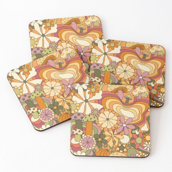 Item preview, Groovy Mushroom Garden in Rusty Orange and Mauve designed and sold by YesterdayColl.