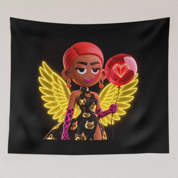 Item preview, Golden Cats Balloons Goth Angel Goddess Doll designed and sold by GorgezBoo.