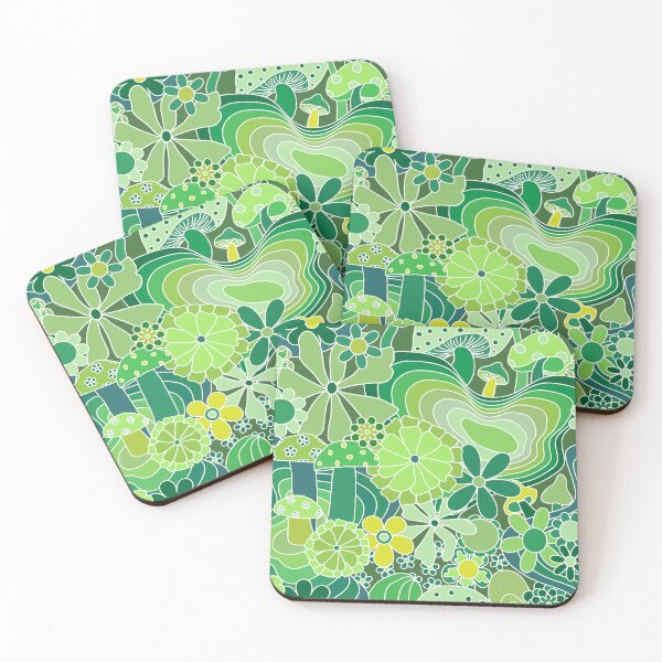 Item preview, Groovy Mushroom Garden in Avocado Green designed and sold by YesterdayColl.
