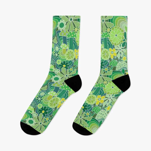 Item preview, Groovy Mushroom Garden in Avocado Green designed and sold by YesterdayColl.
