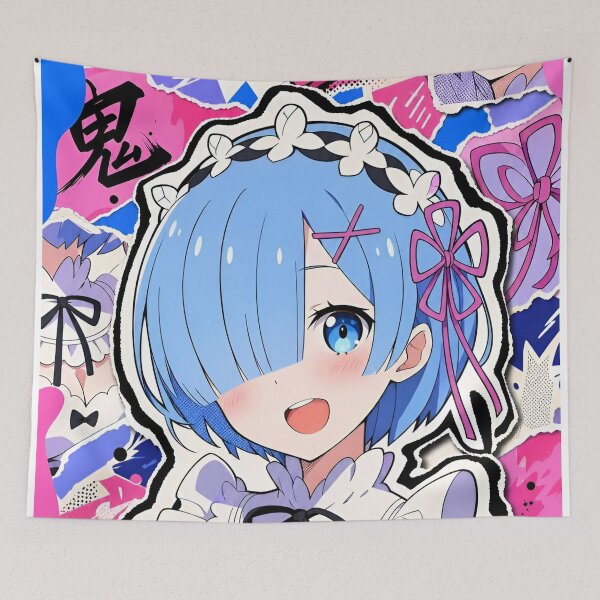 Item preview, Blue Haired Magical Maid – Cute Anime Girl Pink Blue Pop Art designed and sold by Dyan4.