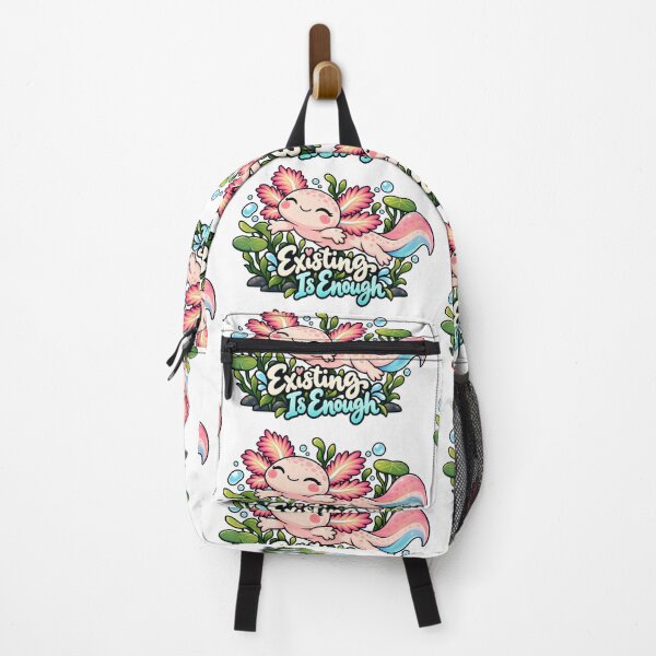 Item preview, Existing is Enough. Pink Axolotl Folk Art Illustration designed and sold by FavePopCulture.