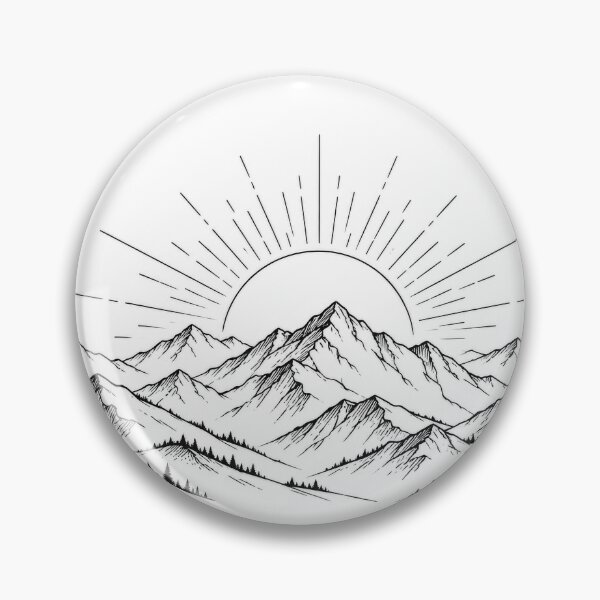 Item preview, Minimal Mountain Sunrise Line Art designed and sold by The-Library.