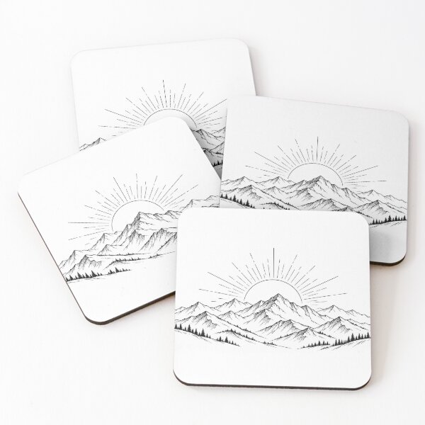 Item preview, Minimal Mountain Sunrise Line Art designed and sold by The-Library.