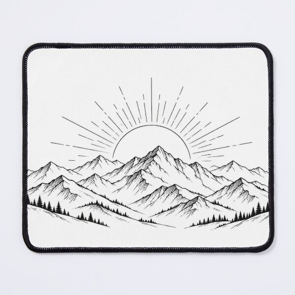 Item preview, Minimal Mountain Sunrise Line Art designed and sold by The-Library.