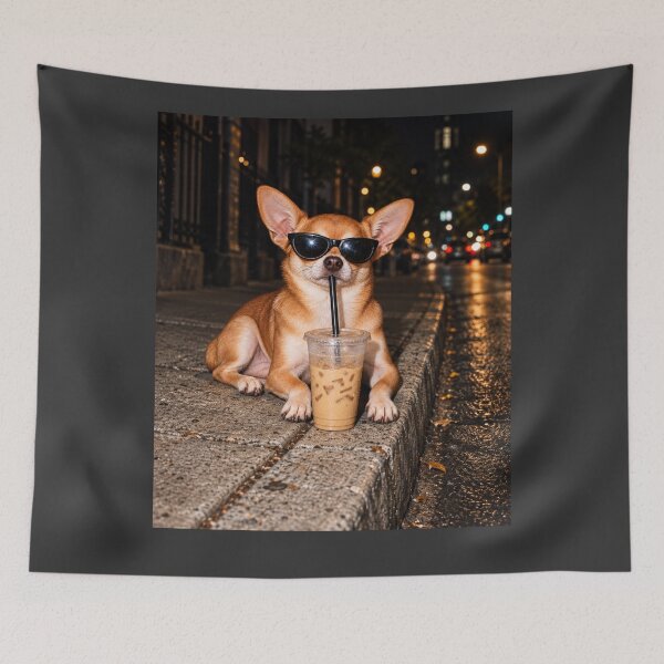 Item preview, Chihuahua Drinking Iced Coffee Funny Urban Dog Art designed and sold by AmiGraph.