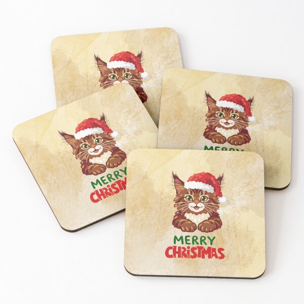 Item preview, Cute Maine Coon Cat Merry Christmas Holiday Art designed and sold by stormk10.