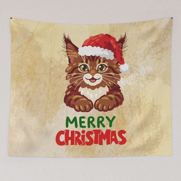Item preview, Cute Maine Coon Cat Merry Christmas Holiday Art designed and sold by stormk10.