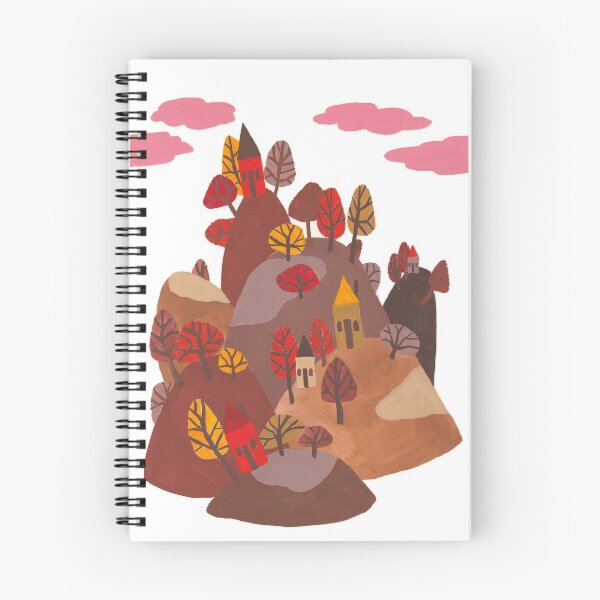 Item preview, Red Yellow Brown Fantasy Hills and Houses Fairytale Childrens Fantasy land designed and sold by AlisonSherlock.