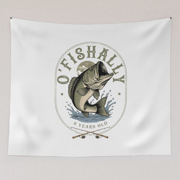 Item preview, 8 years old fishing bass portrait typography vintage ocean designed and sold by DariaOltes.
