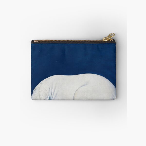 Item preview, White Horse Curled Sleeping Deep Blue Background designed and sold by KAMOCHI Art.