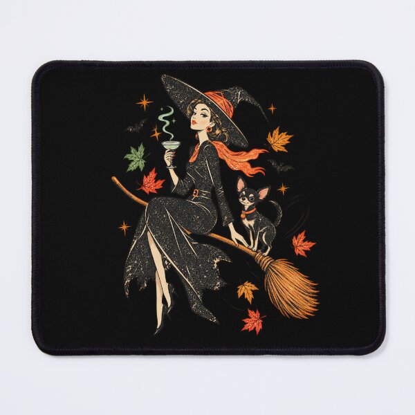 Item preview, Vintage Witch and Chihuahua Retro Halloween Art designed and sold by AmiGraph.