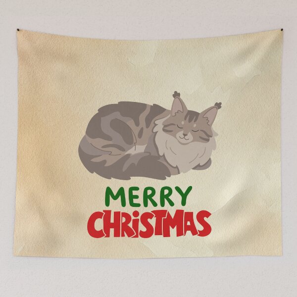 Item preview, Cute Maine Coon Cat Merry Christmas Holiday Art designed and sold by stormk10.