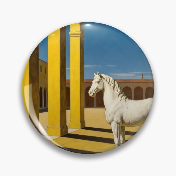 Item preview, White Horse Statue Yellow Arcade Courtyard Surreal designed and sold by KAMOCHI Art.
