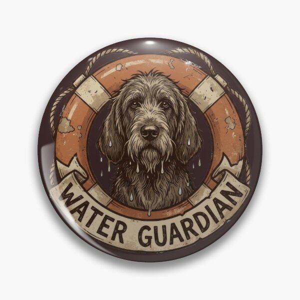 Item preview, Loyal wet dog appears watchful inside vintage life preserver designed and sold by Jdee23.