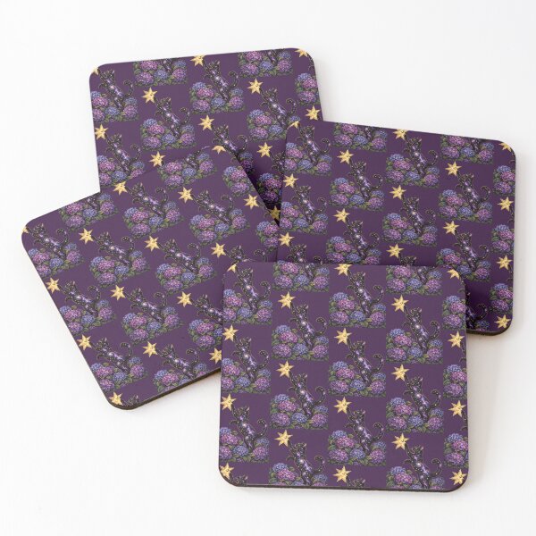 Item preview, Whimsigoth Hydrangea and Celestial Star Cat Pattern designed and sold by scicilysimonee.