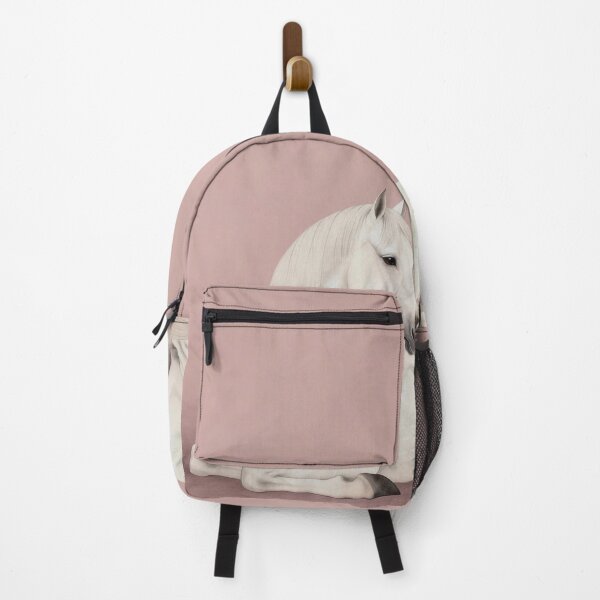 Item preview, White Horse Lying on Pink Background Minimal designed and sold by KAMOCHI Art.