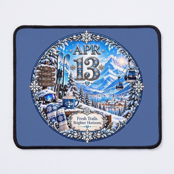 Item preview, April 13 Birthday Ski Mountain Design | Winter Adventure Birthday Gift designed and sold by LunaMoments.