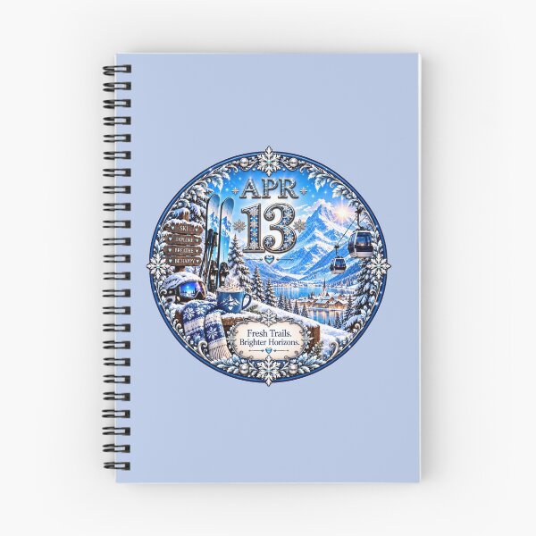 Item preview, April 13 Birthday Ski Mountain Design | Winter Adventure Birthday Gift designed and sold by LunaMoments.