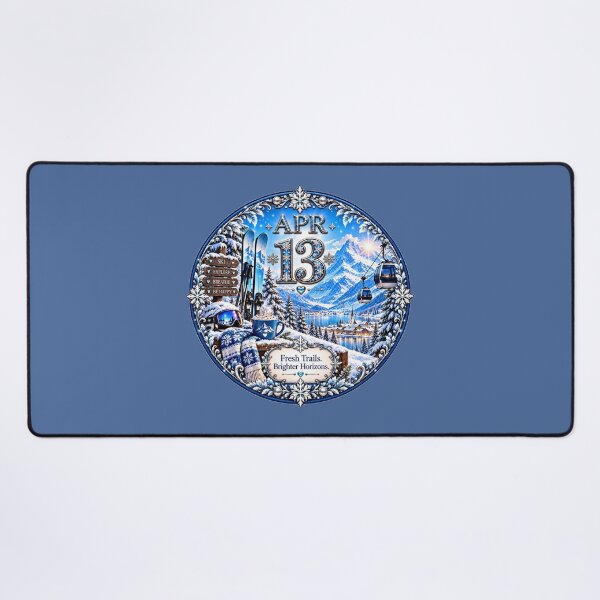 Item preview, April 13 Birthday Ski Mountain Design | Winter Adventure Birthday Gift designed and sold by LunaMoments.