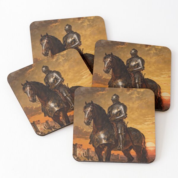 Item preview, Knight in Armor on Horse Sunset Castle designed and sold by KAMOCHI Art.