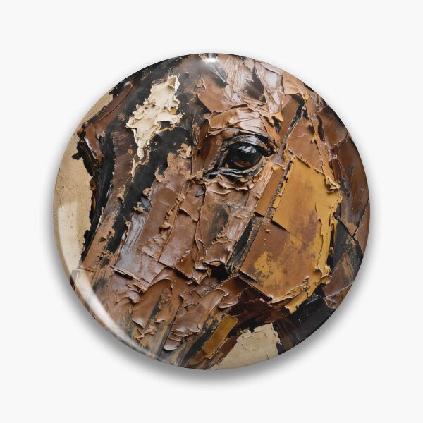 Item preview, Brown Horse Head Palette Knife Impasto Golden Brown designed and sold by KAMOCHI Art.