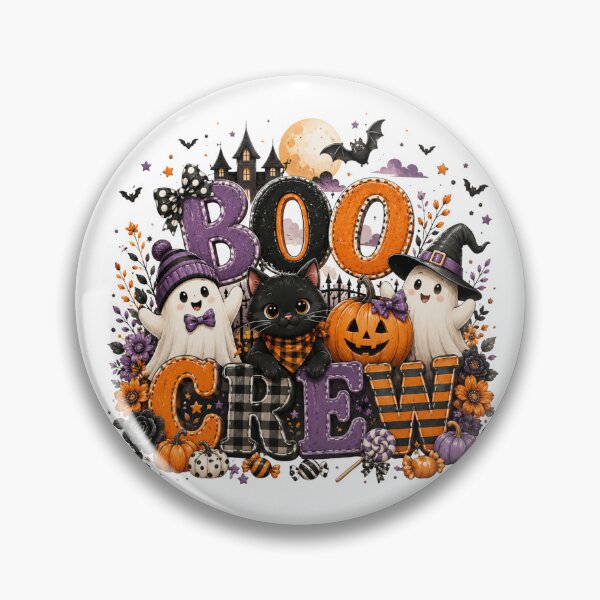 Item preview, Boo Crew Cute Ghosts Black Cat and Pumpkins Halloween designed and sold by Travelslightly.