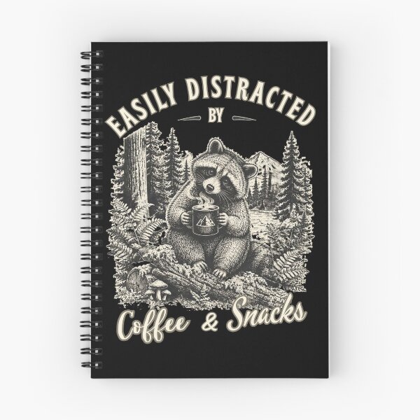 Item preview, Easily Distracted By Coffee & Snacks Funny Raccoon Camping Gift T-Shirts designed and sold by LeSoniPapaPrint.
