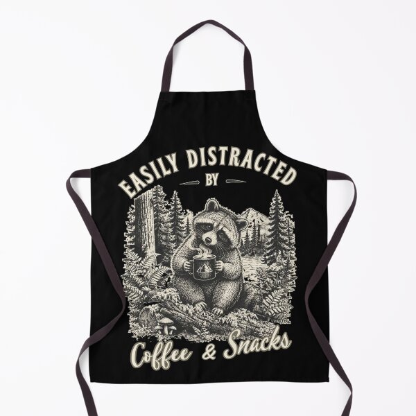Item preview, Easily Distracted By Coffee & Snacks Funny Raccoon Camping Gift T-Shirts designed and sold by LeSoniPapaPrint.