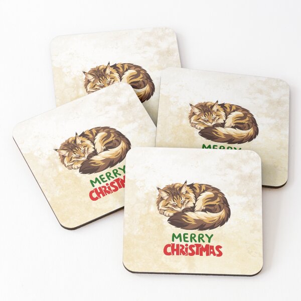 Item preview, Cute Maine Coon Cat Merry Christmas Holiday Art designed and sold by stormk10.