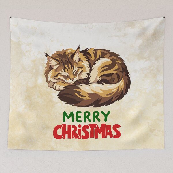 Item preview, Cute Maine Coon Cat Merry Christmas Holiday Art designed and sold by stormk10.