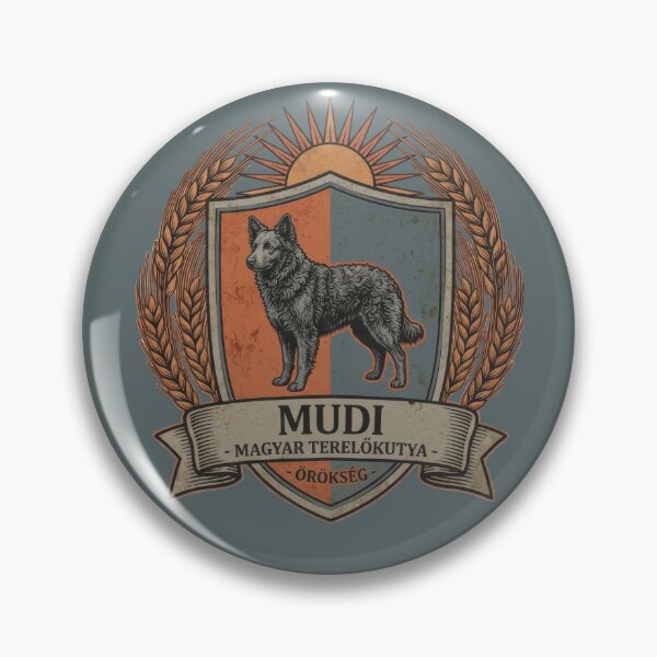 Item preview, Proud Mudi dog, loyal canine, featured vintage shield emblem designed and sold by Jdee23.