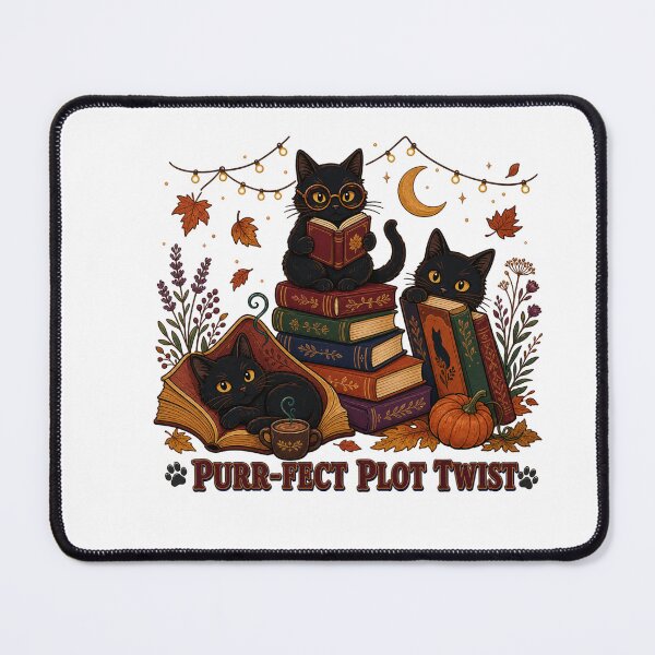 Item preview, Black Cat Reading Shirt, Purr-fect Plot Twist Bookish Tee designed and sold by MOSIDRIP™.
