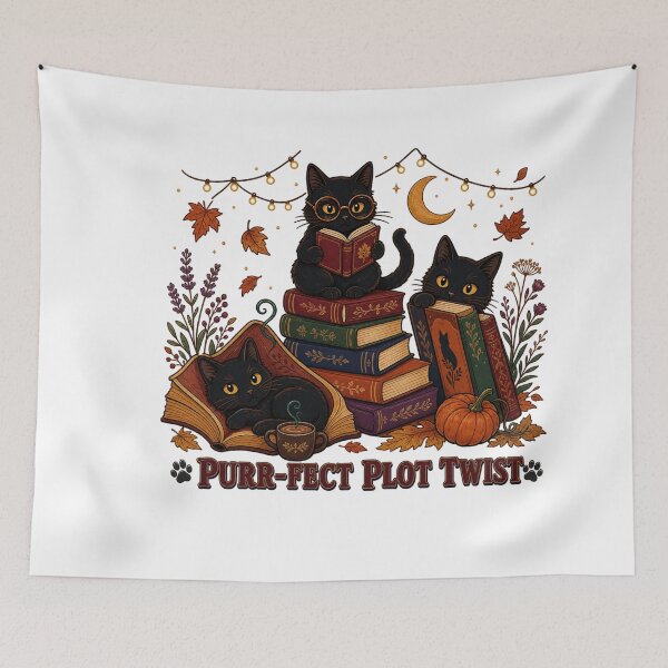 Item preview, Black Cat Reading Shirt, Purr-fect Plot Twist Bookish Tee designed and sold by MOSIDRIP™.
