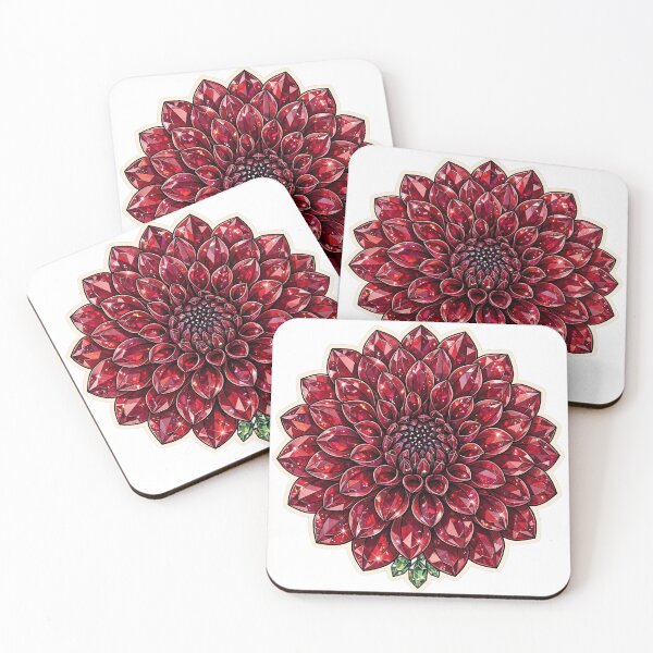 Item preview, Deep Red Dahlia Crystal Sticker - Ruby Layered Flower designed and sold by FineLineBotanical .