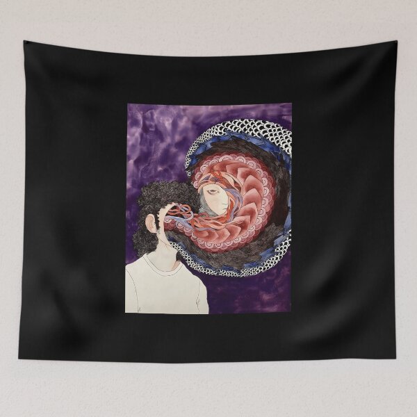 Item preview, Surreal Portrait with Spiraling Elements designed and sold by Catsi-Nook-Art.