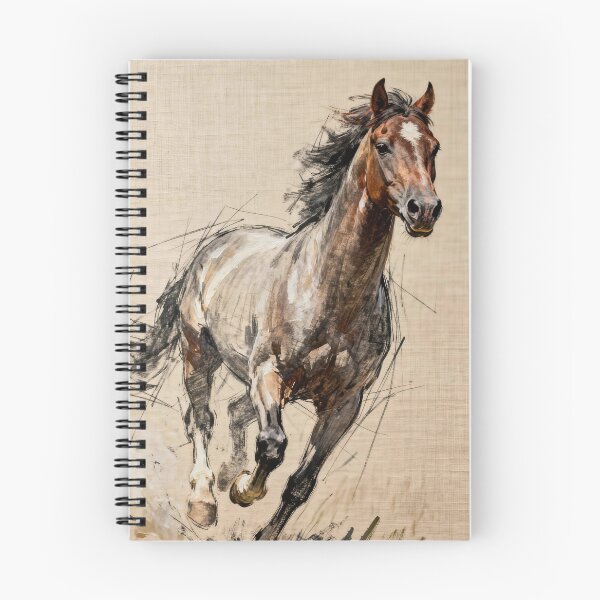 Item preview, Brown Horse Running Toward Sketch Linen designed and sold by KAMOCHI Art.