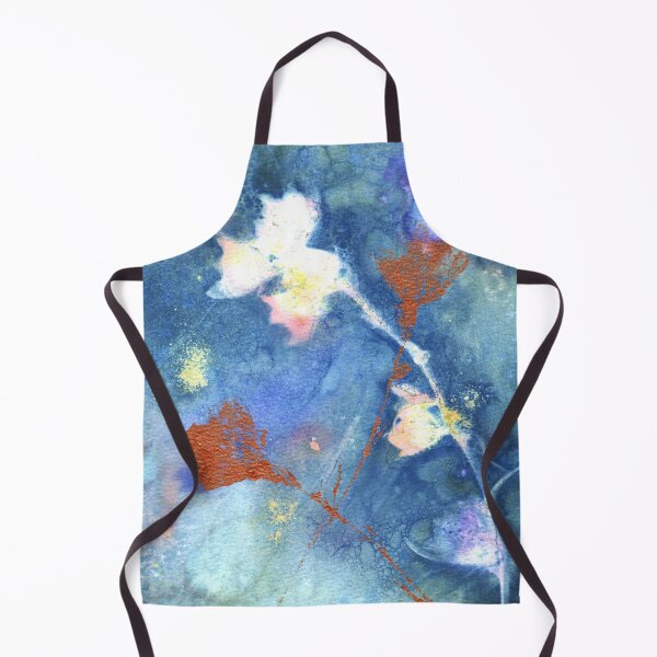 Item preview, Wet Cyanotype of a Campanula Persicifolia with Brusho Crystal Watercolours, Soap Suds, Vinegar and Turmeric, and Acrylic Paint Leaf Print with Metallic Leaf Edges designed and sold by LymphomaLass.