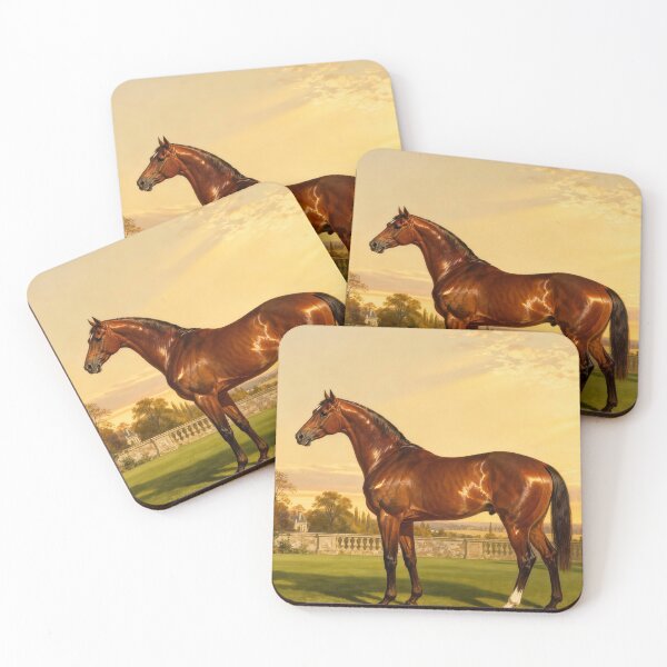Item preview, Glossy Chestnut Stallion Estate Garden Golden Hour designed and sold by KAMOCHI Art.