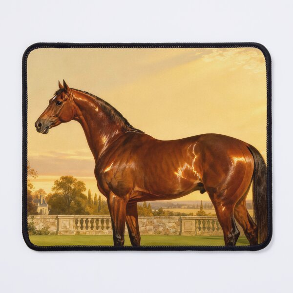 Item preview, Glossy Chestnut Stallion Estate Garden Golden Hour designed and sold by KAMOCHI Art.