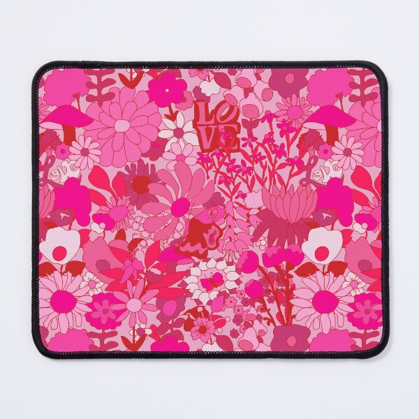 Item preview, 60's Groovy Garden in Tonal Psychedelic Pink + Red designed and sold by YesterdayColl.