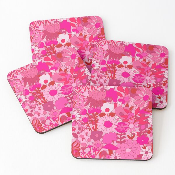 Item preview, 60's Groovy Garden in Tonal Psychedelic Pink + Red designed and sold by YesterdayColl.