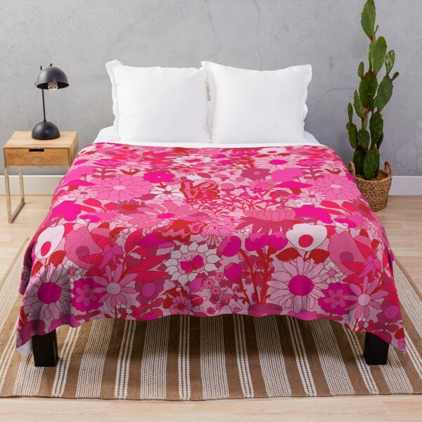 Item preview, 60's Groovy Garden in Tonal Psychedelic Pink + Red designed and sold by YesterdayColl.
