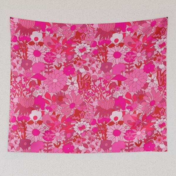 Item preview, 60's Groovy Garden in Tonal Psychedelic Pink + Red designed and sold by YesterdayColl.